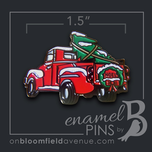 NEW Red Truck Christmas Tree Noel Enamel Pin - Picture 6 of 11